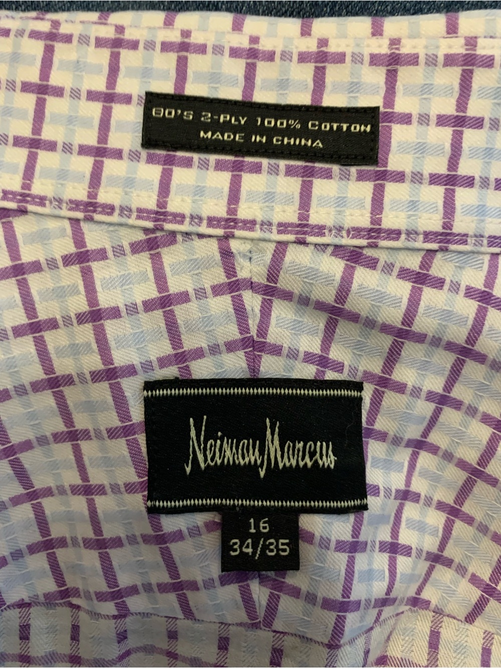Neiman Marcus Men’s Lavender and White Windowpane Dress Shirt